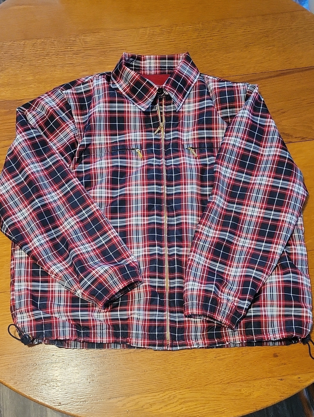 Catalina Red and Navy Plaid Zip-Up Utility Jacket